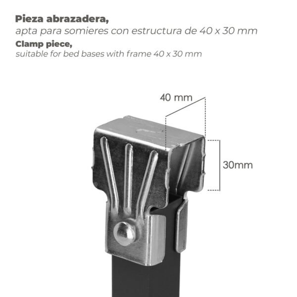Juego Patas Somier Cuadradas (4 Unidades) Tubo 30x30 mm. Para Somier de 40x30 mm. Altura 25 cm. - Imagen 4