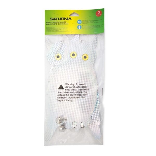 Buho Espantapajaros Reflectante Para Colgar Con 2 Cascabeles (2 Piezas) - Imagen 3