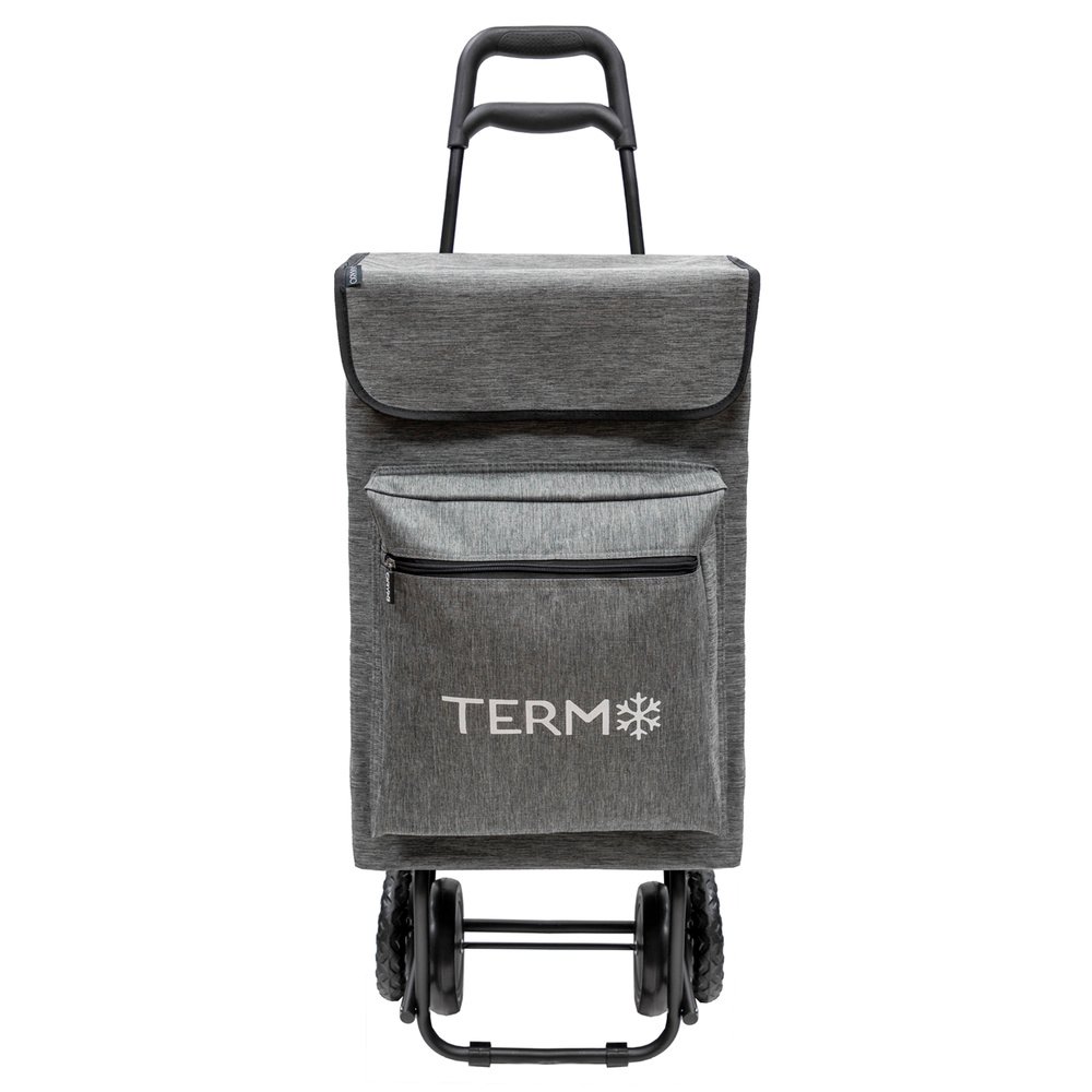 Carro De La Compra 4 Ruedas Jaspeado Gris 45 Litros Carrito De La Compra Poliester Con Bolsa Térmica Refrigeración - Imagen 3
