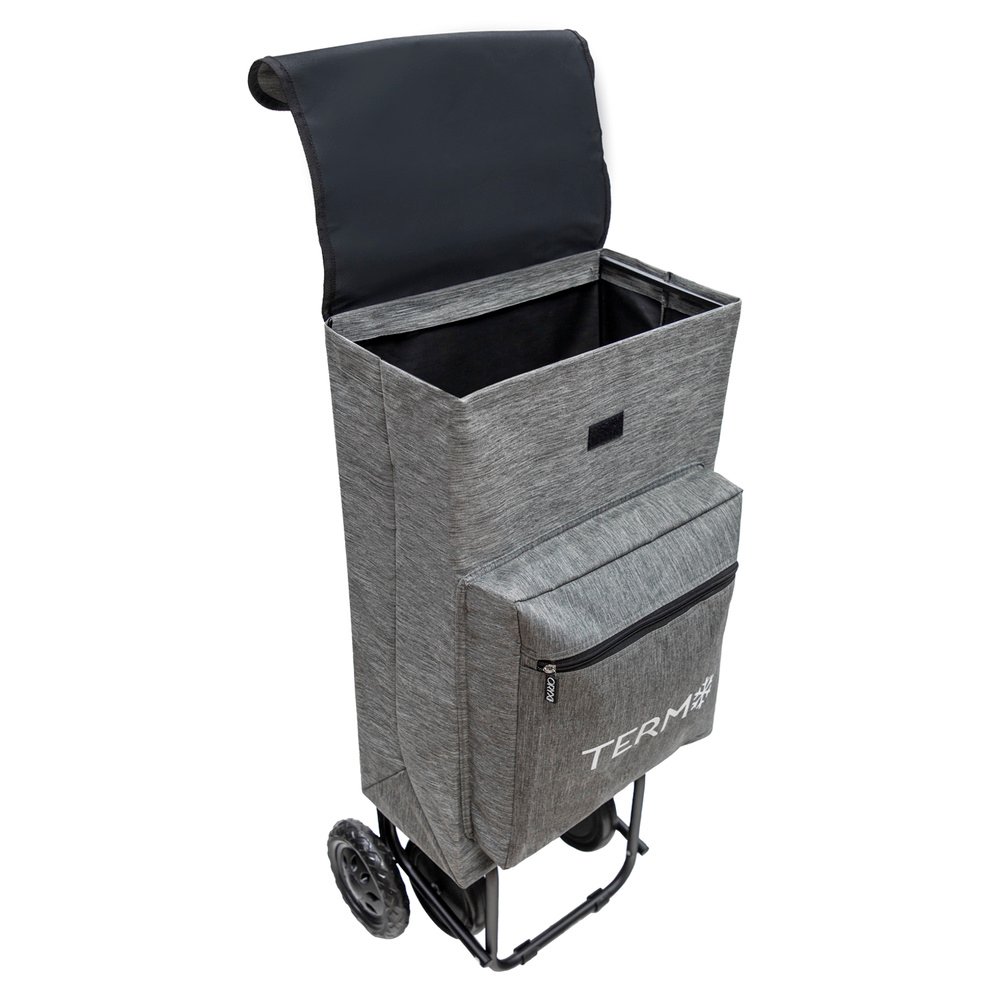 Carro De La Compra 4 Ruedas Jaspeado Gris 45 Litros Carrito De La Compra Poliester Con Bolsa Térmica Refrigeración - Imagen 4