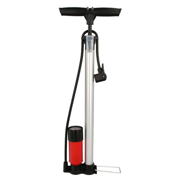 Bomba Inflar Bicicleta Con Manometro. Doble Boquilla Valvula Presta y Schrader. Con Adaptadores. Ø 32 x 500 mm. 10 BAR / 160 PSI