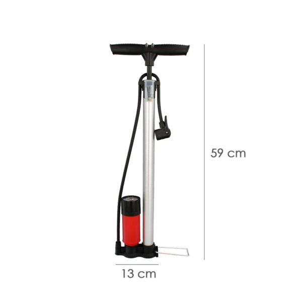 Bomba Inflar Bicicleta Con Manometro. Doble Boquilla Valvula Presta y Schrader. Con Adaptadores. Ø 32 x 500 mm. 10 BAR / 160 PSI - Imagen 2