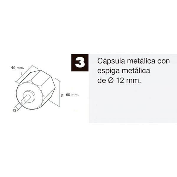 Capsula Persiana Metalica Con Espiga Para Eje 60 mm. - Imagen 3