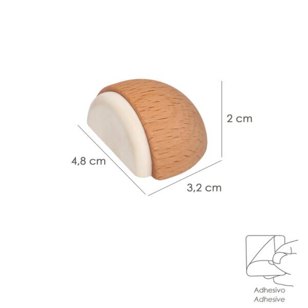 Tope Puerta Adhesivo Madera Media Luna Roble - Imagen 2