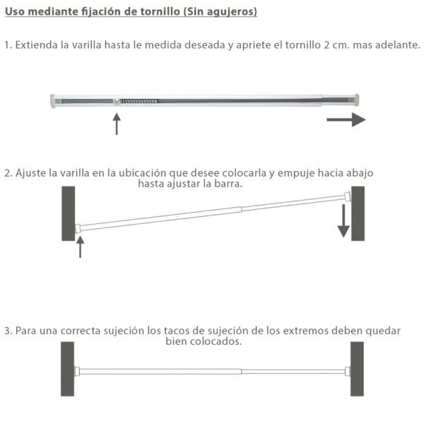 Barra Visillo Extensible 52.5/90 cm. Con Muelle Presion Ajustable  (1 Pieza) - Imagen 2