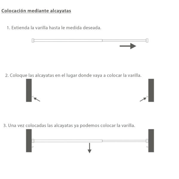 Barra Visillo Extensible 80/98 cm. Con Soporte, Sin Muelle (2 piezas) - Imagen 2