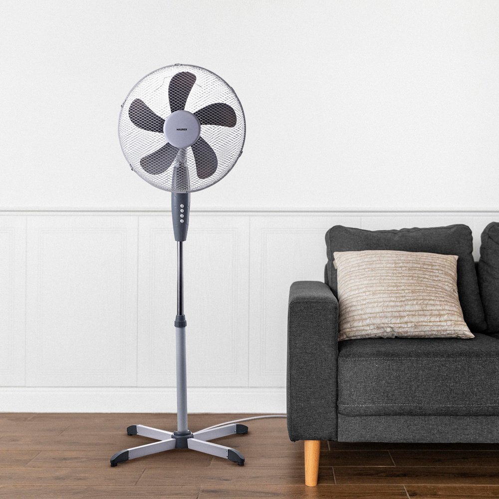 Ventilador Pie Ø 40 x 135 cm. 45 W. Oscilación Automatica, Altura Regulable, Cabezal Inclinable, Base Estable 60x60 cm. - Imagen 3