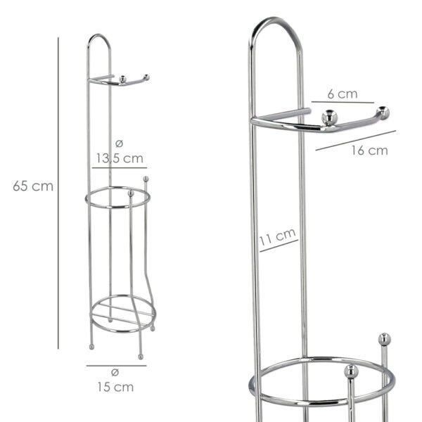 Portarrollos Papel Higienico Vertical Para Baño, Rollos De Reserva, Ø 15 x 65 cm. - Imagen 2