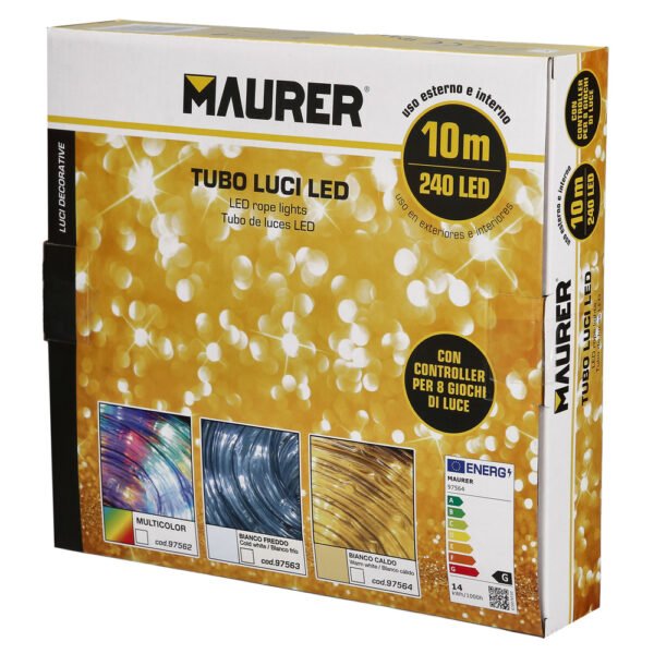 Luces Navidad Tubo Luz Blanca Fria 240 LEDs Uso Exteriores / Interiores Protección IP44 Rollo 10 Metros - Imagen 3