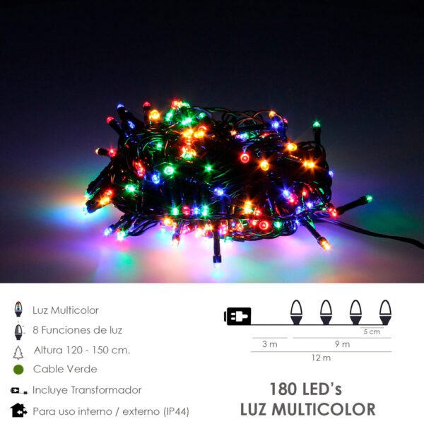 Guirnalda Luces Navidad 500 Leds Multicolor. Luz navidad interiores y exteriores IP44 - Imagen 2