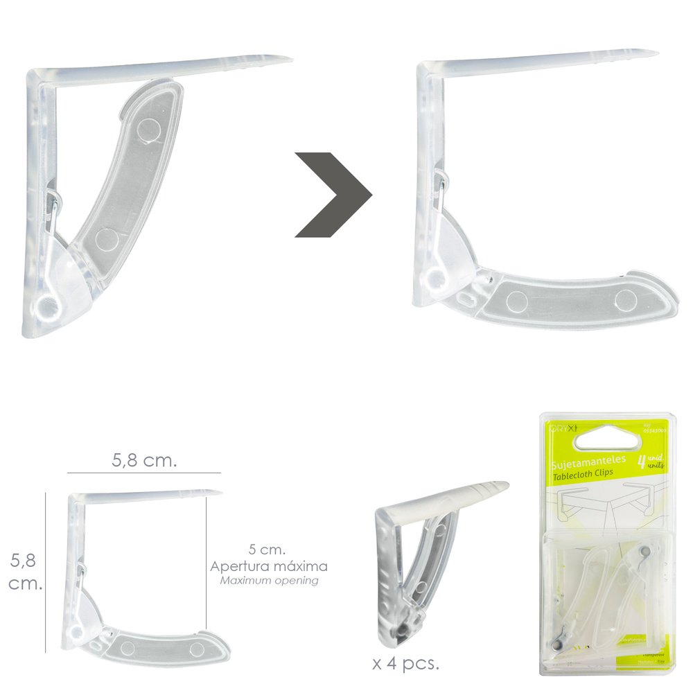 Sujeta Manteles Transparentes Con Muelle Extrafuerte 4 Piezas - Imagen 2