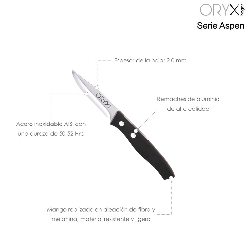 Cuchillo Aspen Mondador Hoja Acero Inoxidable 8 cm. Negro - Imagen 3
