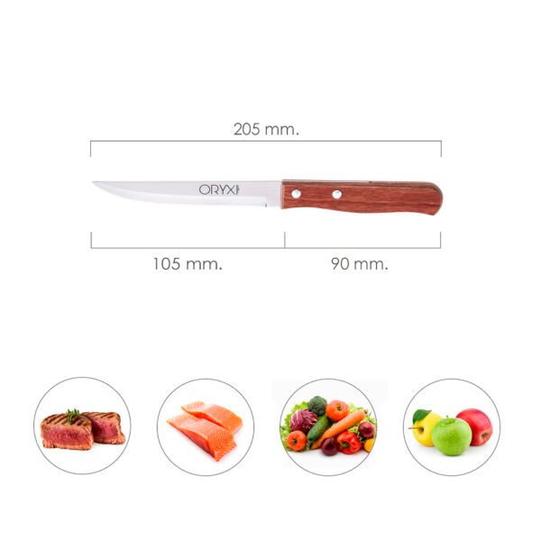 Cuchillo Montana Multiusos Hoja Lisa Acero Inoxidable 11 cm. Mango Madera (Blister 3 piezas) - Imagen 2