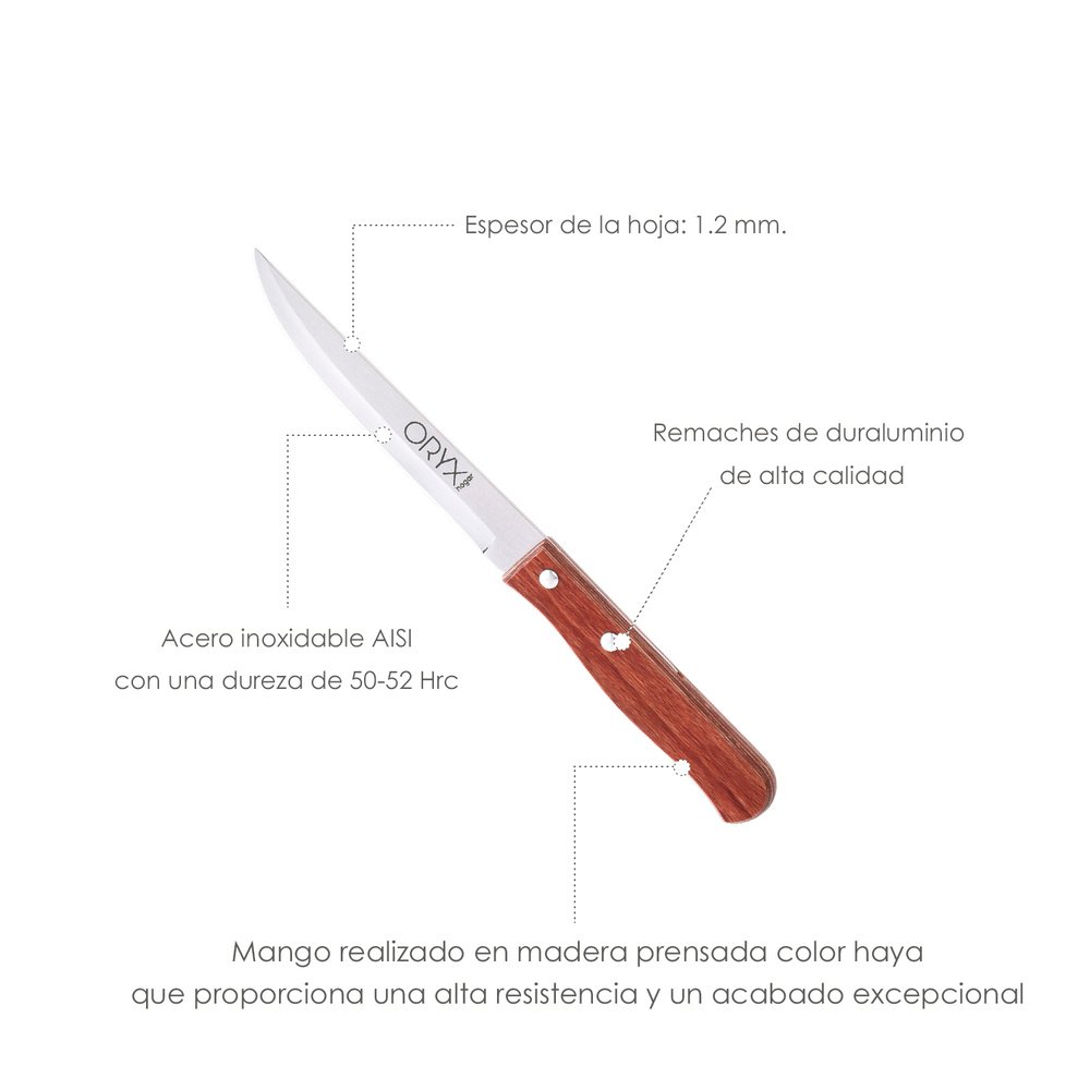 Cuchillo Montana Multiusos Hoja Lisa Acero Inoxidable 11 cm. Mango Madera (Blister 3 piezas) - Imagen 3