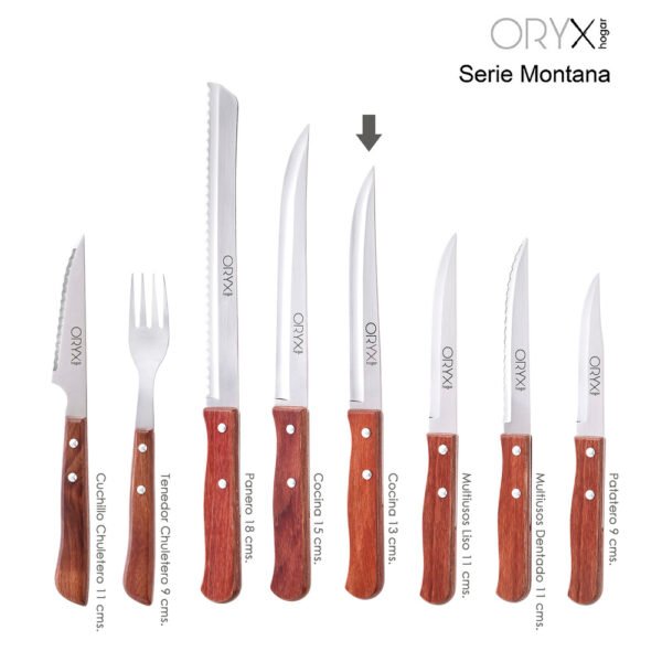 Cuchillo Montana Cocina Hoja Acero Inoxidable 13 cm. Mango Madera - Imagen 5