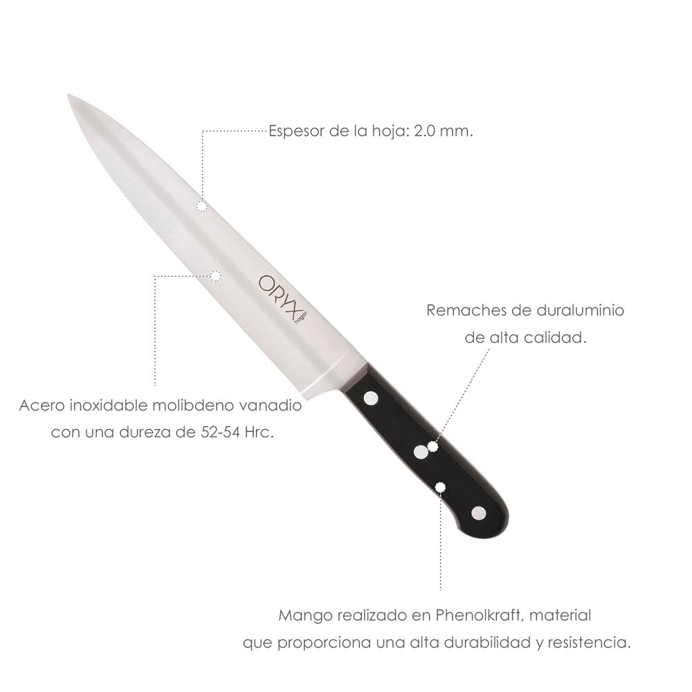 Cuchillo Grenoble Cocinero / Chef Hoja Acero Inoxidable 20 cm. Negro - Imagen 3
