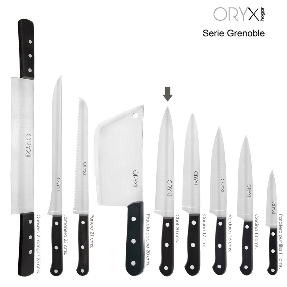 Cuchillo Grenoble Cocinero / Chef Hoja Acero Inoxidable 20 cm. Negro - Imagen 5
