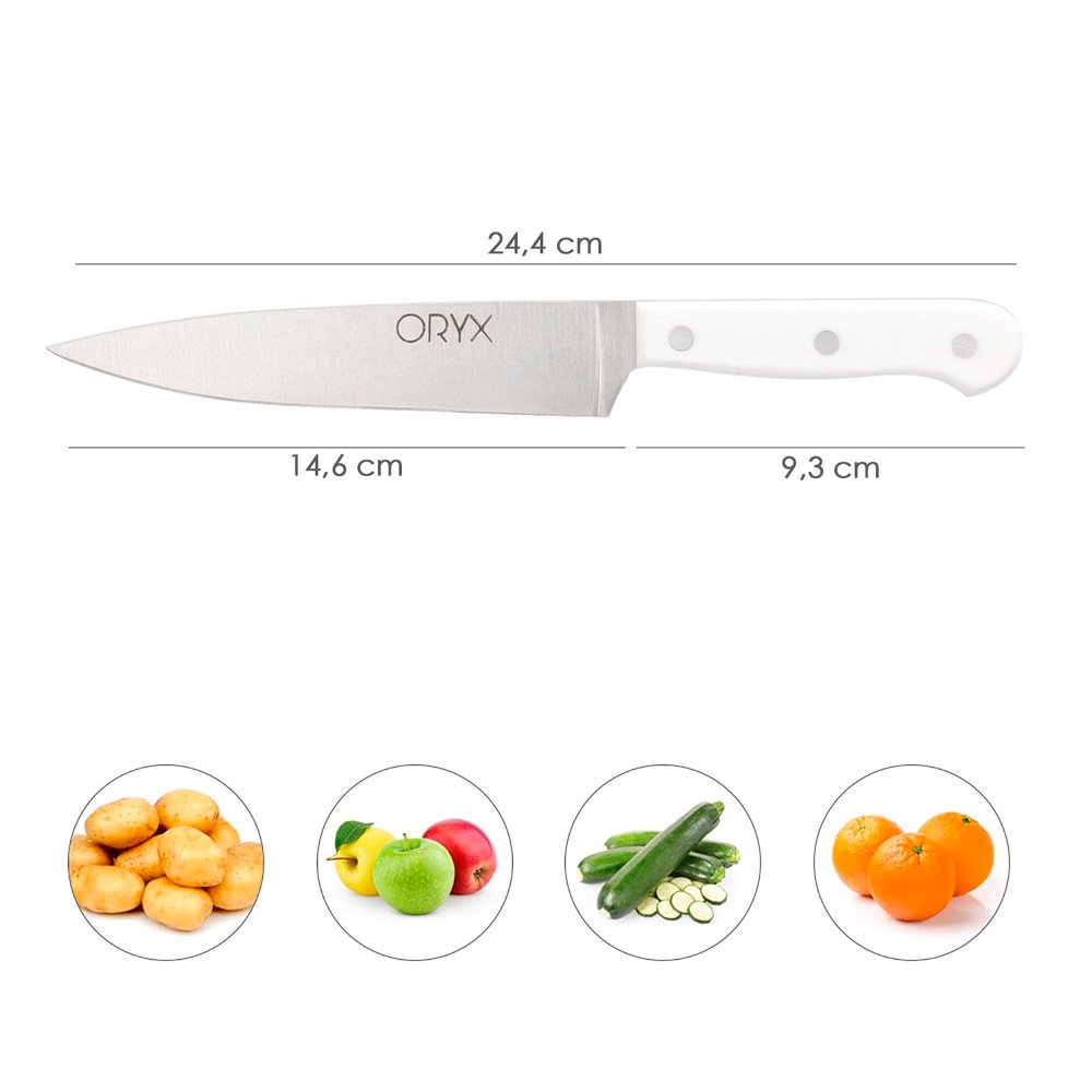 Cuchillo Husky Verduras 15 cm. Hoja Acero Inoxidable, Cuchillo Verduras, Cuchillo Cortar Verduras Mango Ergonomico Blanco - Imagen 2