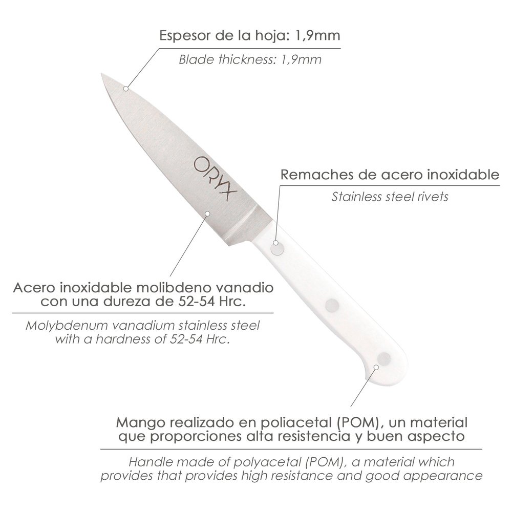 Cuchillo Husky Verduras 15 cm. Hoja Acero Inoxidable, Cuchillo Verduras, Cuchillo Cortar Verduras Mango Ergonomico Blanco - Imagen 3