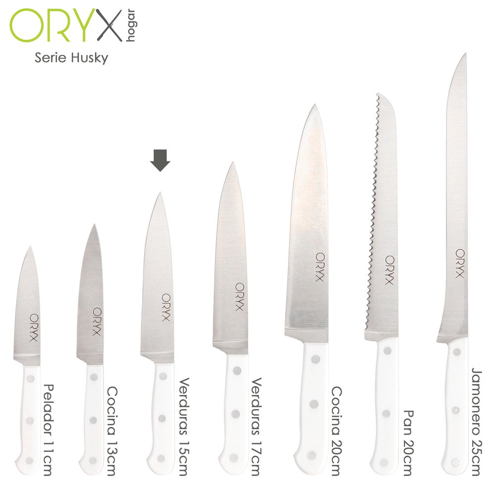 Cuchillo Husky Verduras 15 cm. Hoja Acero Inoxidable, Cuchillo Verduras, Cuchillo Cortar Verduras Mango Ergonomico Blanco - Imagen 5