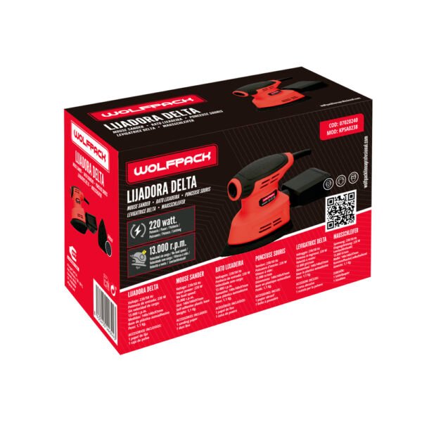 Lijadora Wolfpack Delta 220 Watt. Lijadora Mouse Multifunción. Decapado, Lijado, Eliminar Oxido, etc. - Imagen 6