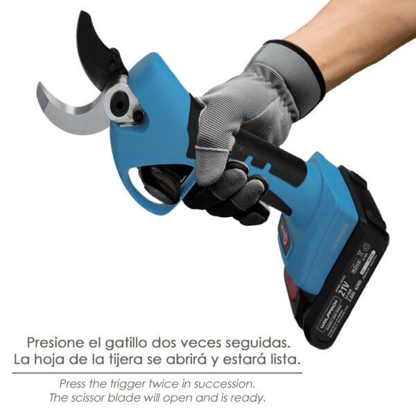 Tijeras Podar A Bateria 21 Volt. Con 2 Baterias 2 A/h Mango Engomado, Ø Corte 40 mm.Con Maletín - Imagen 6