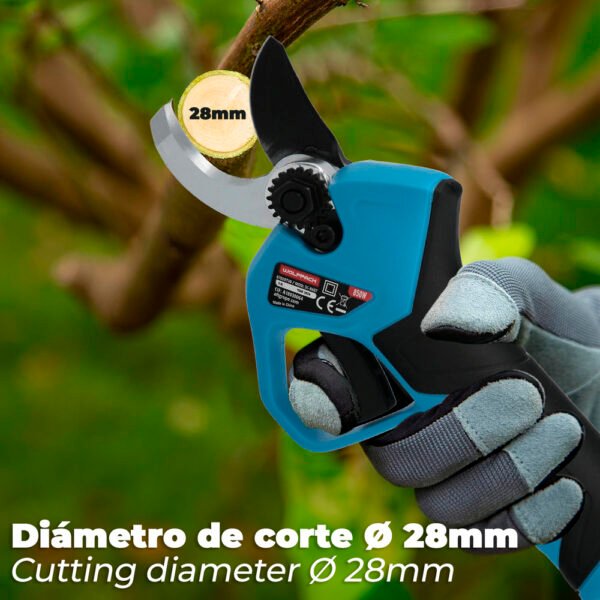 Tijeras Podar A Bateria 16,8 Volt. Con 2 Baterias 2 A/h. Mango Engomado, Ø Corte 40 mm. Con Maletín - Imagen 3