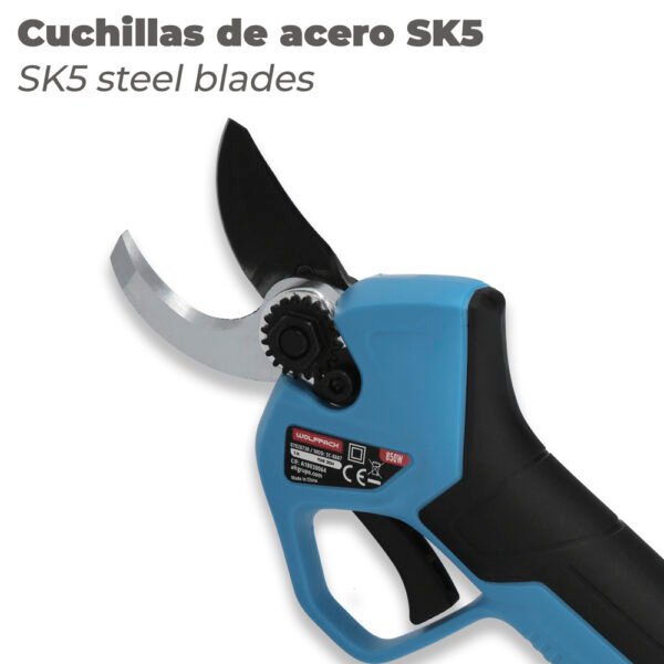Tijeras Podar A Bateria 16,8 Volt. Con 2 Baterias 2 A/h. Mango Engomado, Ø Corte 40 mm. Con Maletín - Imagen 5
