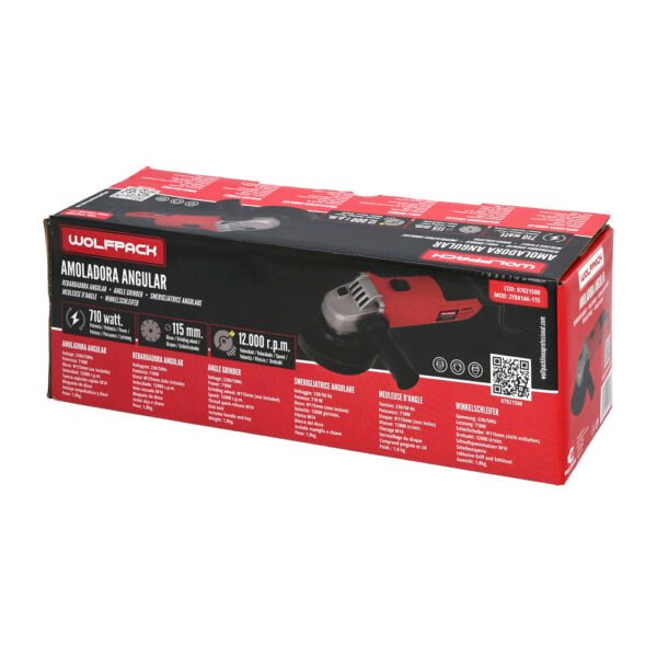 Amoladora Angular 710 Watt. Disco Ø 115 mm. 11.000 R.P.M. Mango 2 Posiciones Eje M14 Protector Disco Ajustable - Imagen 6