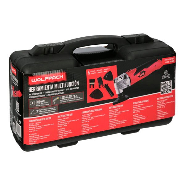 Herramienta Multifuncion Oscilante 300 Watt. Con Accesorios 23.000 R.P.M. Variador Velocidad, Cambio Rapido Hoja, Cortar, Lijar - Imagen 9