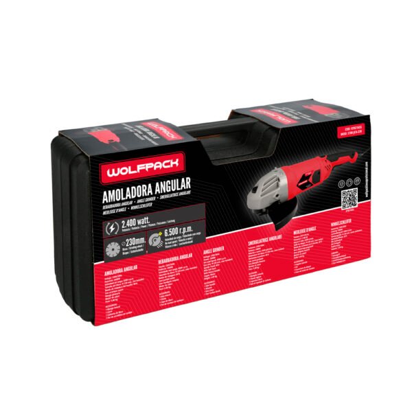 Amoladora Angular 2.400 Watt. Disco Ø 230 mm. 6.500 R.P.M. Mango 3 Posiciones Eje M14 Protector Disco Ajustable, Anti arranque - Imagen 7