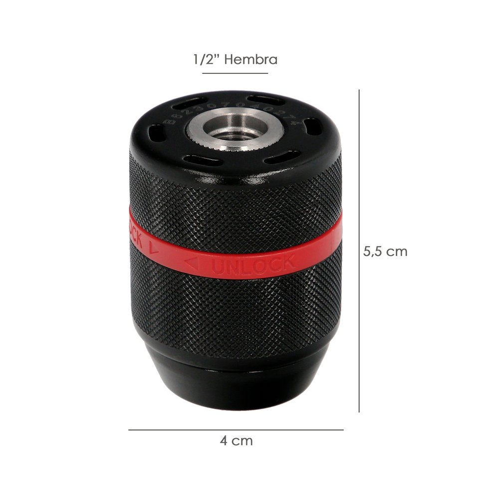 Portabrocas Sin Llave Metalico 1/2" Hembra. Brocas Hasta Ø 13 mm. Mandril taladro - Imagen 2