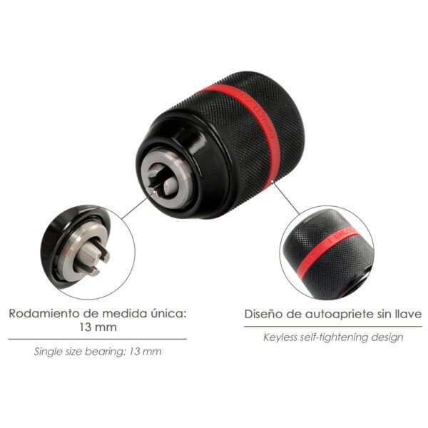 Portabrocas Sin Llave Metalico 1/2" Hembra. Brocas Hasta Ø 13 mm. Mandril taladro - Imagen 3