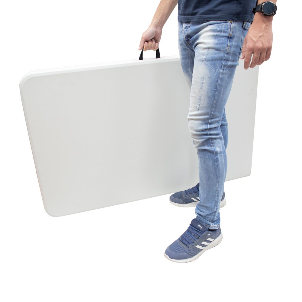 Mesa Plegable Rectangular HDPE Multifuncional, Portatil, Resistente,Multiusos 244x76x74 cm. Color Blanco - Imagen 5