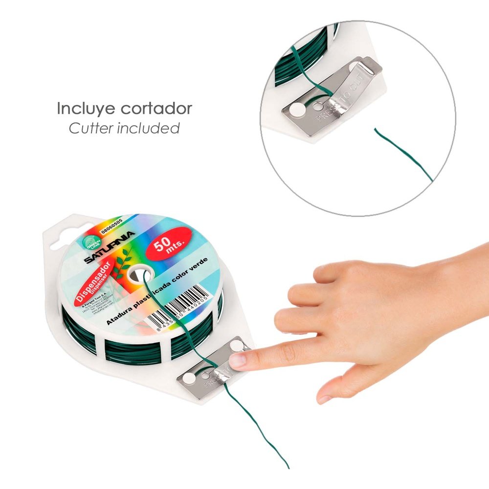 Atadura Plastificada Con Dispensador De 50 Metros. Ideal Para Entutorar, Jardin, Bonsais, Macetas, etc. Flexible y Duradero. - Imagen 2