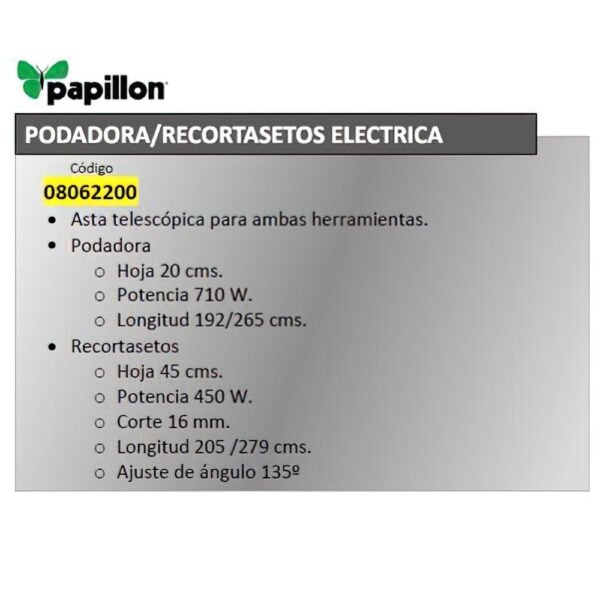 Podadora / Cortasetos Electrica Extensible Papillon - Imagen 2
