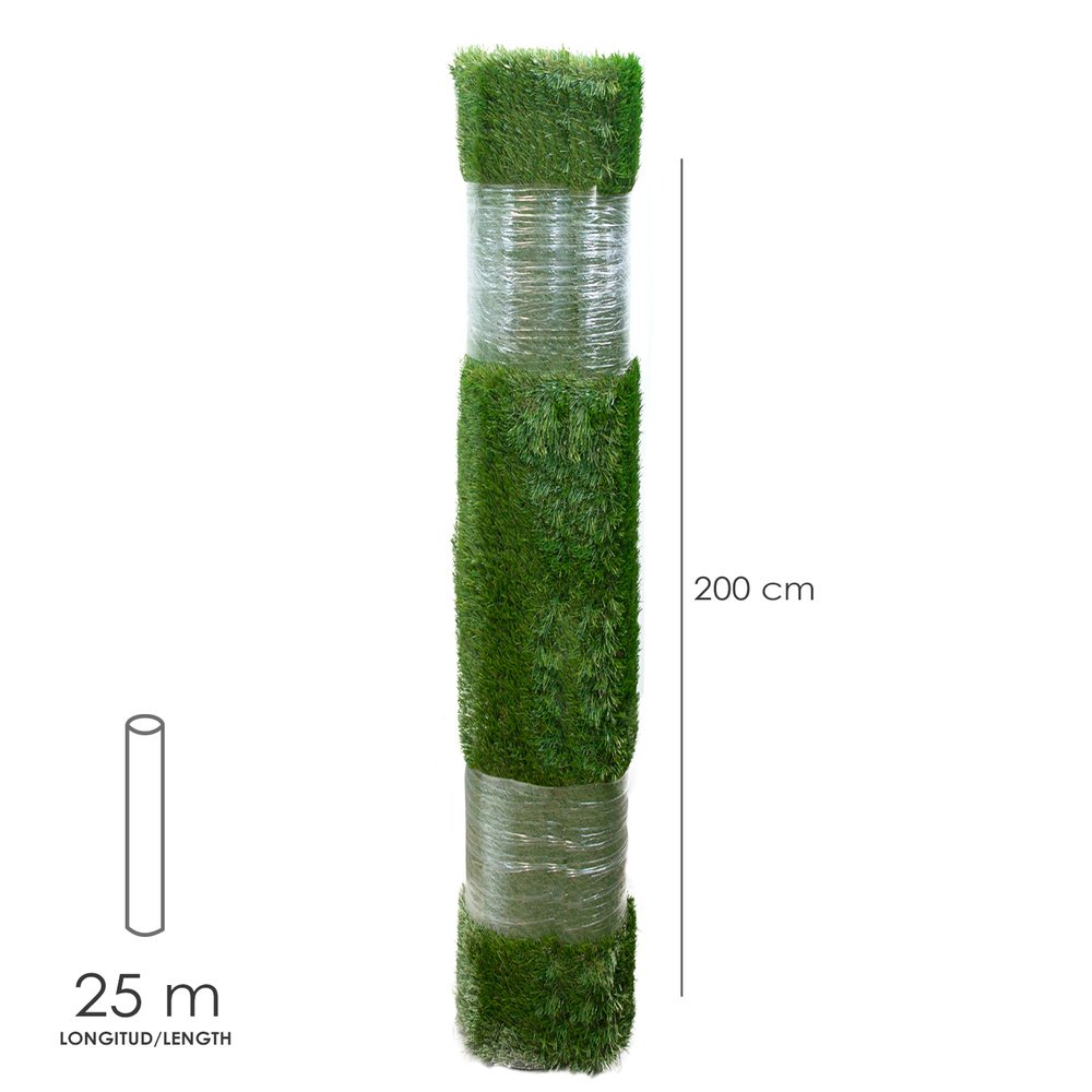 Cesped Artificial 12 mm. Rollo 2x25 metros. Césped Moqueta Para Interior y Exterior. Jardín, Terraza, Balcón. Uso Domestico - Imagen 2