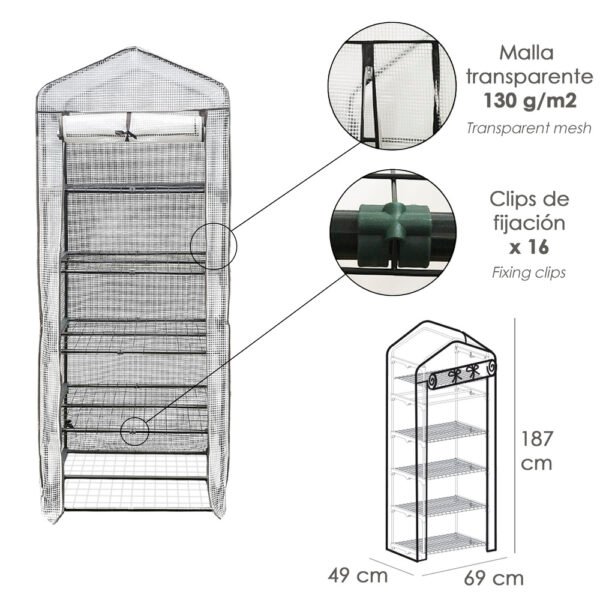 Invernadero Portatil Pvc 5 Niveles 187 cm. - Imagen 2