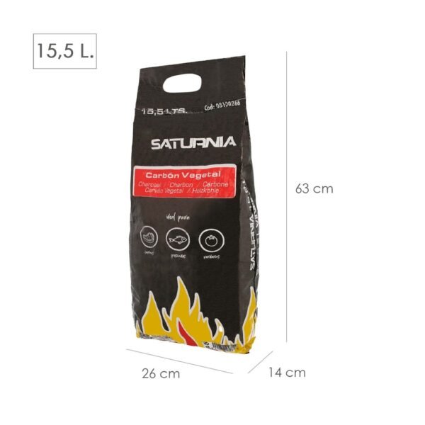 Bolsa Carbon Vegetal Para Barbacoas 15,5 Litros Carbon Duradero y Trozos de Gran Tamaño, - Imagen 2