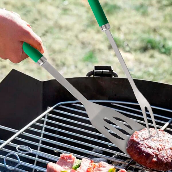 Set Complementos Para Barbacoa 3 Piezas. (Espatula, Pinzas y Tenedor) 34,5 cm. - Imagen 6