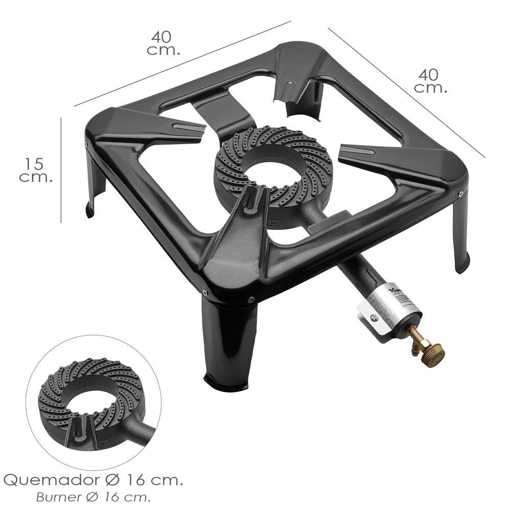 Hornillo Gas 4 Pies 40x40 cm. Cocina Gas, Cocina Portatil, Hornillo Paella, Paellero, Hornilla Cocina - Imagen 2