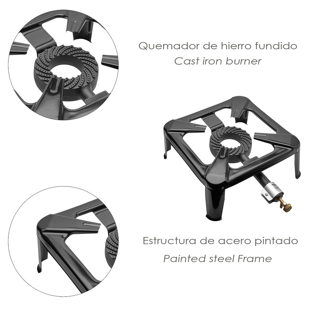 Hornillo Gas 4 Pies 40x40 cm. Cocina Gas, Cocina Portatil, Hornillo Paella, Paellero, Hornilla Cocina - Imagen 3