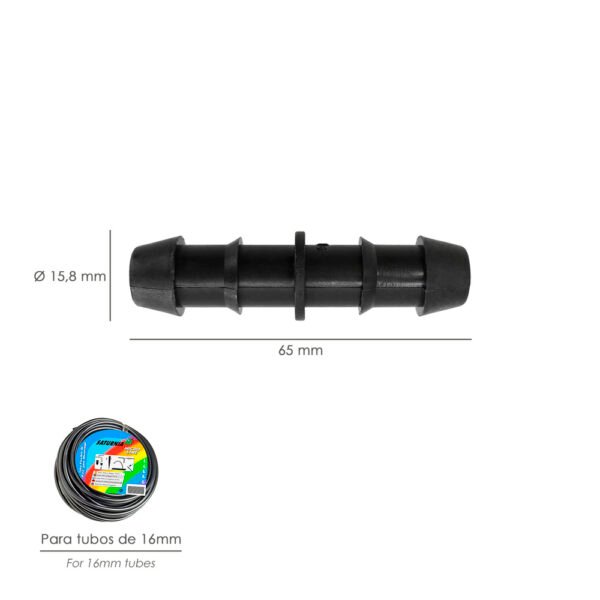 Enlace Simple Para Tuberias Goteo Ø 16 mm. (Bolsa 100 Piezas) Riego Por Goteo, Microaspersión, Riego Por Nebulizacion - Imagen 2