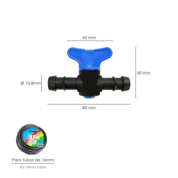 Llave De Paso Extra Para Tuberias Goteo Ø 16 mm. (Bolsa 50 Piezas) Riego Por Goteo, Microaspersión, Riego Por Nebulizacion - Imagen 2