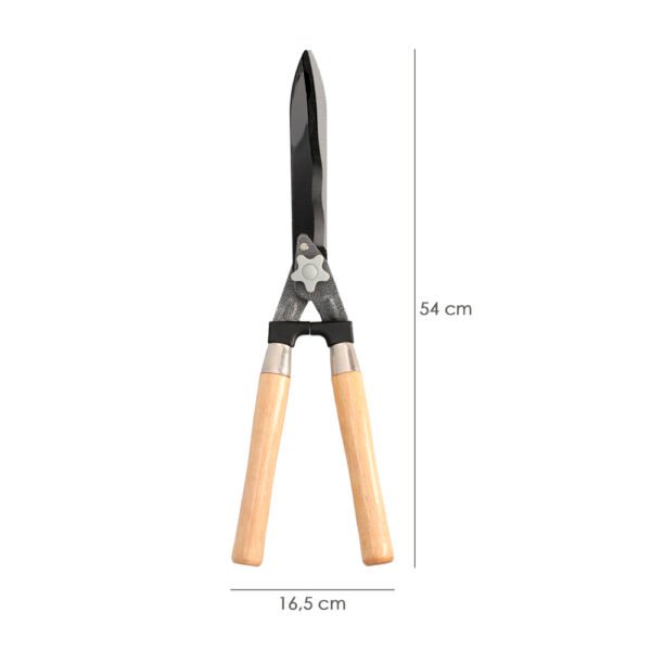Tijera Podar Setos 2 Manos Mangos Madera 54 cm. Hojas Acero Antiadherente, Ajuste Corte - Imagen 2