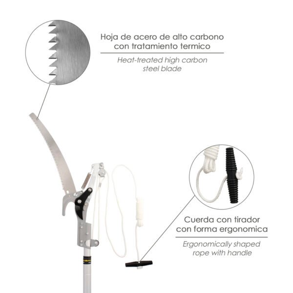 Cortarramas Con Serrucho Mango Aluminio Extensible 1,8 a 2,8 Metros - Imagen 3