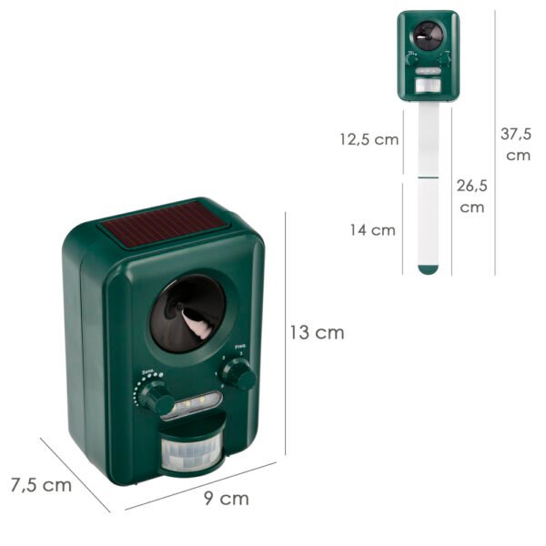 Ahuyentador Ultrasonidos Animales Funcionamiento Solar / Usb. Ahuyenta Roedores, Ratones, Gatos, Perros, Aves, Pajaros, Etc - Imagen 2