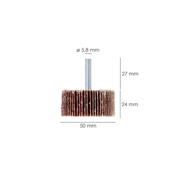Abanico Lija Grano 40 Medida Ø 50 x 25 mm. Disco Abrasivo Laminas, Ruedas Mil Hojas, Ruedas Abrasivas,Lijado,Desbaste,Pulir - Imagen 2