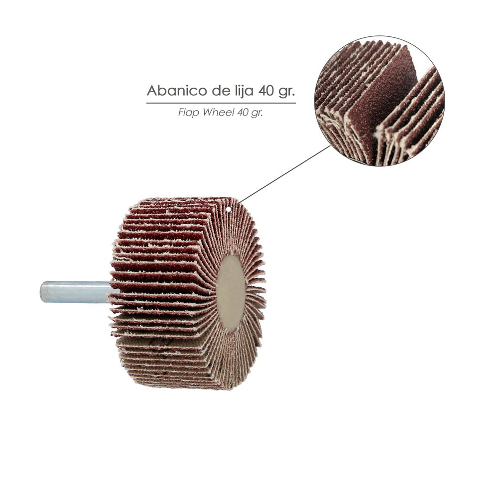 Abanico Lija Grano 40 Medida Ø 50 x 25 mm. Disco Abrasivo Laminas, Ruedas Mil Hojas, Ruedas Abrasivas,Lijado,Desbaste,Pulir - Imagen 3