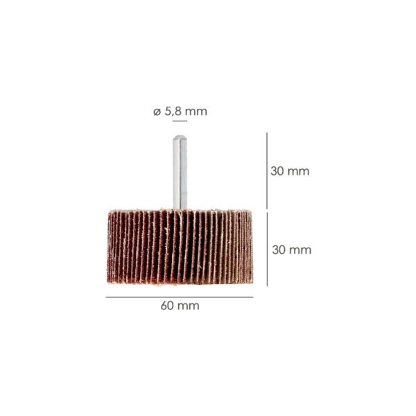 Abanico Lija Grano 120 Medida Ø 60 x 30 mm. Disco Abrasivo Laminas, Ruedas Mil Hojas, Ruedas Abrasivas,Lijado,Desbaste,Pulir - Imagen 2